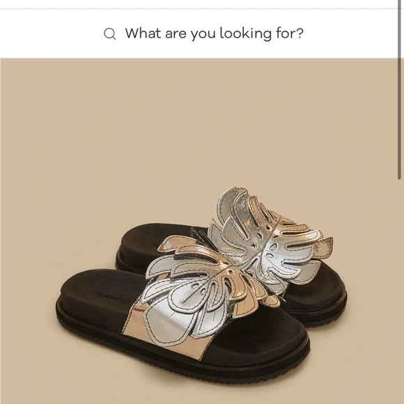 FARM RIO NWT Silver and Black Slide Sandals - Picture 1 of 4